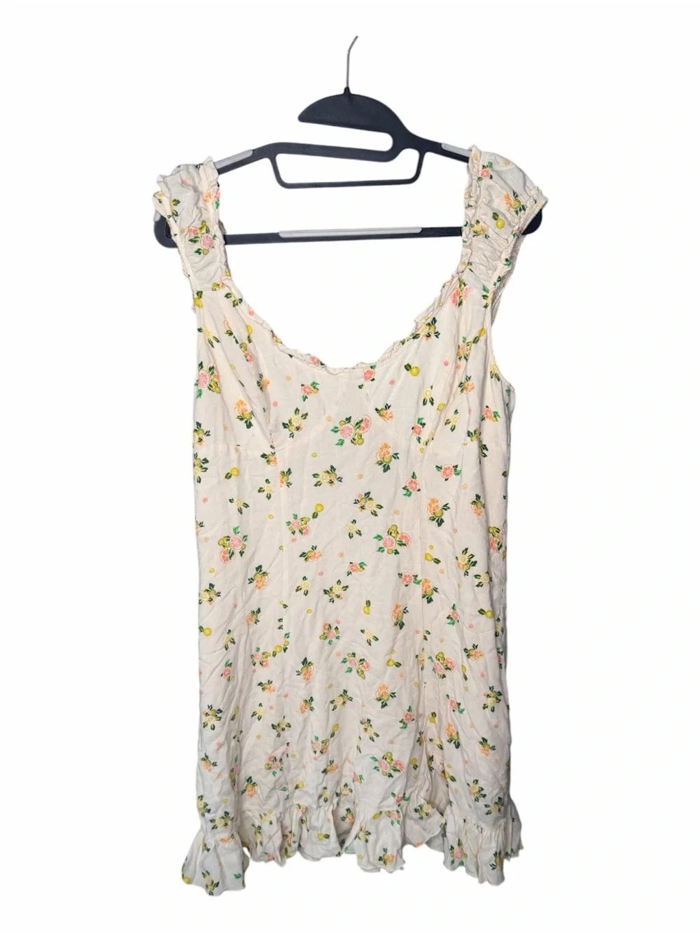 Free People Like A Lady Mini Dress Linen Blend Fruit Floral